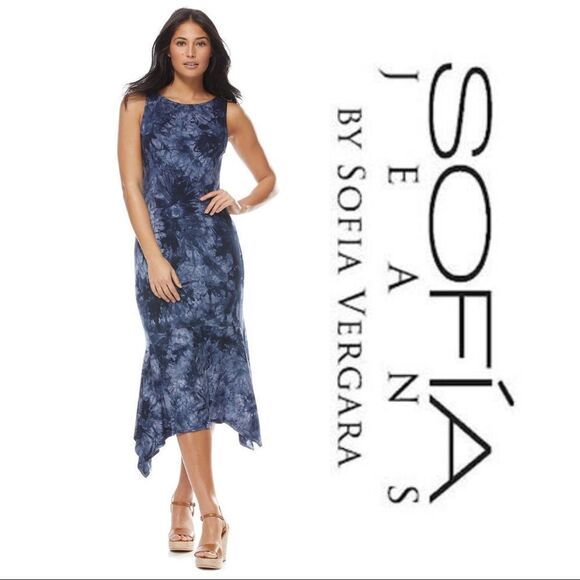 Sofia Jeans Blue Tie Dye Bodycon Maxi Dress- Women’s S - Picture 1 of 11